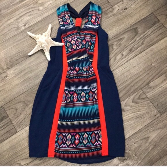 Anthropologie Greylin Navy/Red Print Sleeveless Pleated Wrap Dress w Pockets! XS - Picture 3 of 9